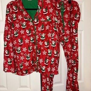 munki munki Red and Green Santa Pajama Set